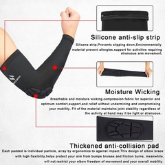 HOPEFORTH 2PCS Padded Elbow Sleeves Compression Arm XX-Large, Black Pad