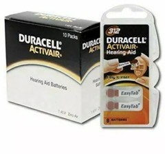 Duracell Activair Hearing Aid Batteries Size 312 (8 to 80 Batteries)