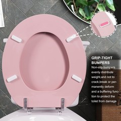 Pink Round Toilet Seat Natural Wood with Zinc Alloy Round,