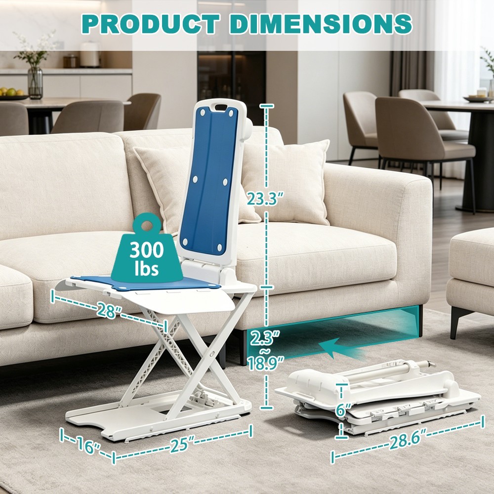 Irtme Electric Lift Chair for Elderly, Foldable Bath & Floor Lift Remote, 308Lbs