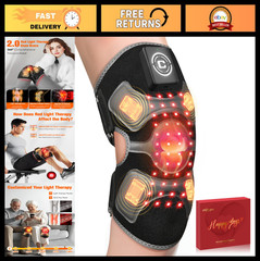 Cordless Red Light Therapy Knee Brace & Vibration Massager, Infrared Heating Pad