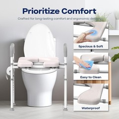 Elevated Toilet Seat Riser with Handles – Adjustable Height & Width, 400lbs Capa