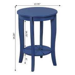 Convenience Concepts American Heritage Round End Table Cobalt Blue
