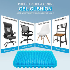 Gel Seat Cushion for Long Sitting – 16.5″ X 14.5″ X 2.4″ (Extra Thick＆Soft) Gel