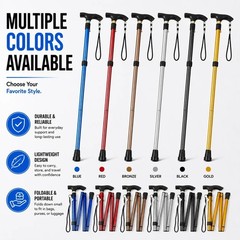 Folding Walking Cane Walking Stick Adjustable Aluminum Collapsible Travel Hiking