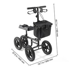 VEVOR Knee Scooter Carbon Steel Folding Knee Walker Recovery Scooter 350LB Loads