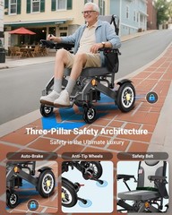 30 Mile Range Foldable Electric Wheelchairs for Adults & Seniors, Gray