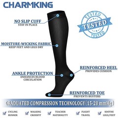 Compression Socks for Men & Women – 8 Pairs 15-20 mmHg Circulation Support for A