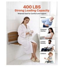 Uimoso Foldable Shower Seat Wall Mounted Folding Shower Bench 400LBS Capacity