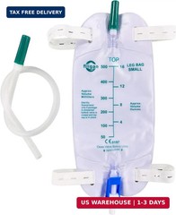10 Pack Easy-Tap Catheter Leg Bag – 500ml with 18″ Tubing, Anti-Reflux Valve, Ad