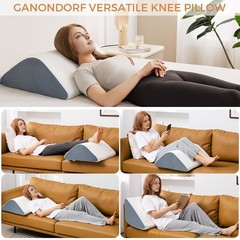 Knee Wedge Pillow for Post-Surgery 21.6*17.8*6.9 Inch, White & Gray
