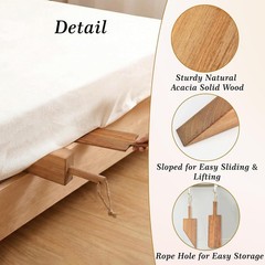 Mattress Lifter & Bed Sheet Tucker Tool Set, Acacia Wood for Changing Sheets .