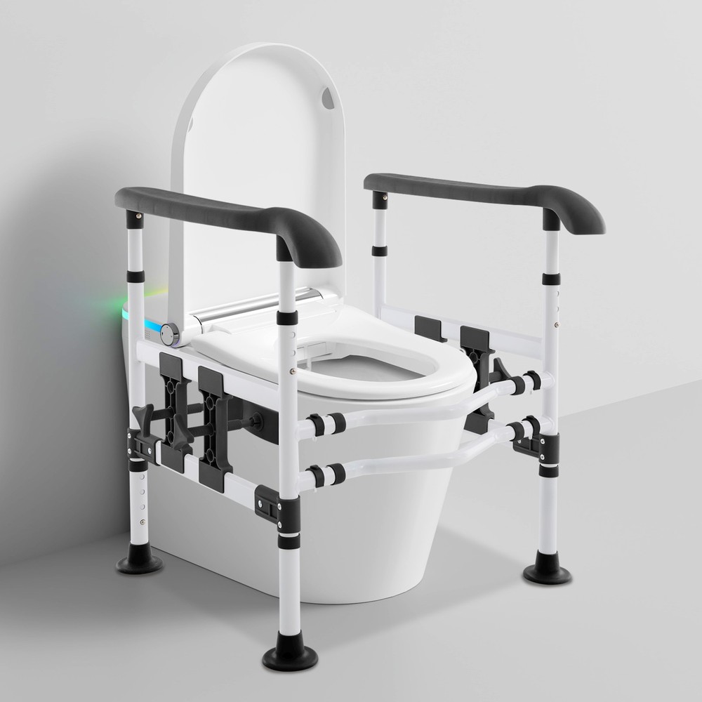Height/Width Adjustable Toilet Safety Rail for Elderly Steel Frame Max.330 lbs