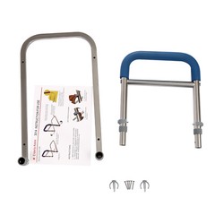 Adjustable 304 Stainless Steel Bed Rail Handrail With Rubber Grip Blue/Silver