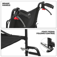 [FDA APPROVED]Foldable Lightweight Transport Wheelchair w/Handbrakes & Seat Belt