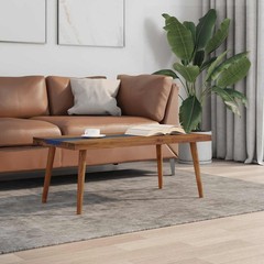 vidaXL Coffee Table, Solid Teak Wood, 39.4“x19.7“x15.8“, Brown and Blue vida