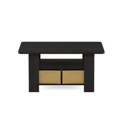 Furinno Coffee Table Bins Espresso/Brown 11158Ex/Br