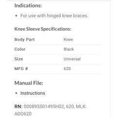 New NWOB Advanced Ortho Orthopaedics Fast Fit Knee Brace Sleeve 620 L2397