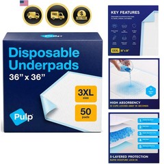 50 x Incontinence Underpads 36″ x 36″ | XXXL Bed Pads Disposable Adult | Supe…