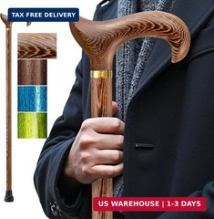 Walking Cane, Available in Multiple Inches Wooden Cane Support up to 300 Lbs, Su
