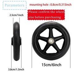 4PCS 6 Inch Front Wheel Solid Caster For Wheelchair & Rollator Walker