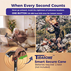 Walking Cane for Men Women, 3-in-1 Folding Cane with Alarm Light, Adjustable