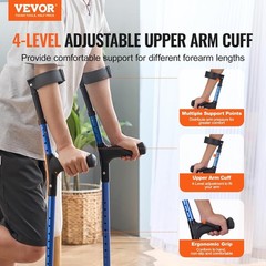 Forearm Crutches for Adults, 11-Level Height Adjustable Walking Crutches with 4-
