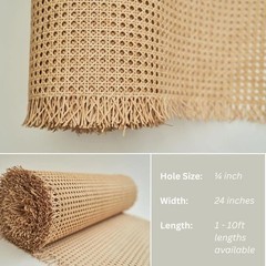 Durable 24″x48″ Natural Rattan Cane Webbing – Versatile DIY Furniture Material