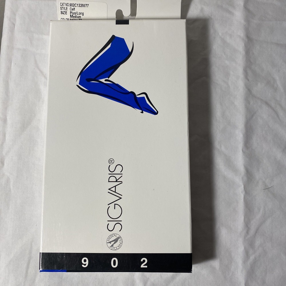 Sigvaris 902 Full Short Calf Beige 77 Open Toe Compression Socks NIB