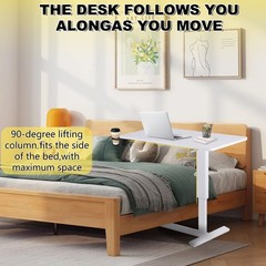 Adjustable Overbed Bedside Table with Wheels Bed Desk For Hospital and Home use