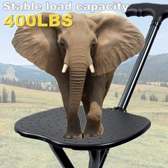 Walking Cane with Seat 400 Lbs Load Capacity Adjustable Height – Portable