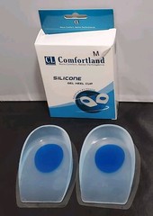 Comfortland~1 Pr Silicone Gel Heel Cups~Size M~Plantar Fasciitis~Heel Spurs~New