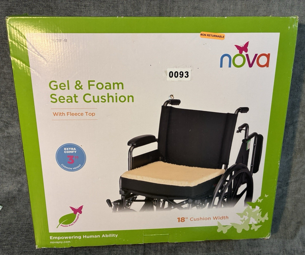 NOVA Medical Products 3″ Gel Foam Wheelchair – Auto – Chair Cushion 18x16x3 (83