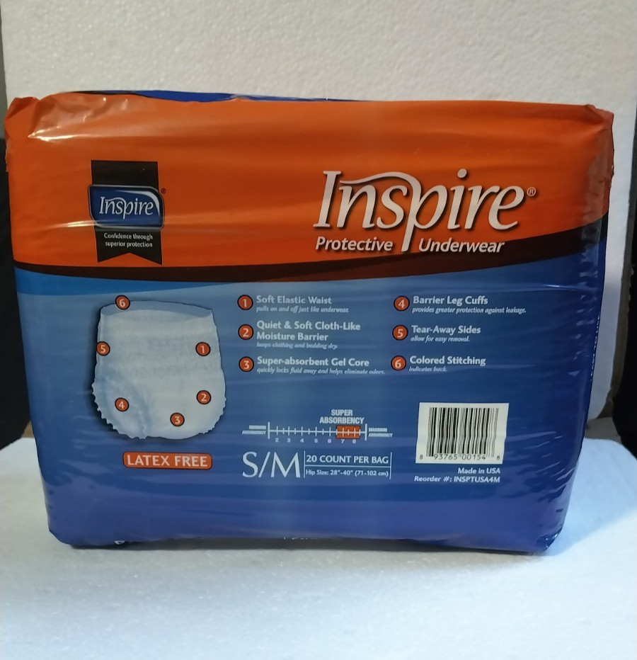 Inspire Protective Underwear – Size Small/Medium 20CT