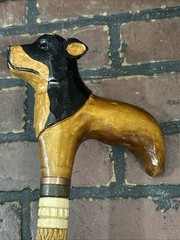 Rottweiler Walking stick Wood dog Hand carved handle Handmade wooden cane