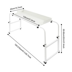 Height Adjustable Overbed Table, Overbed Table with Wheels, Over Bed Desk White