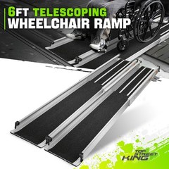 3.45-6ft Adjustable 600lbs Aluminum Alloy Black Access Ramp Wheelchair Ramp 2pcs
