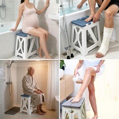 Chirpartti Folding Shower Chair for 13.4″ (L) × 11″ (W) × 15.7″ (H), Blue