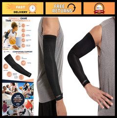 Copper Infused Compression Arm Sleeve – Full Arm Brace for Elbow Pain Relief, Sp