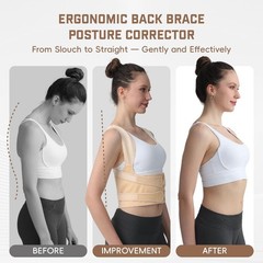 BLACKYEW Posture Corrector for Women & Men, Adjustable Back Medium, Beige