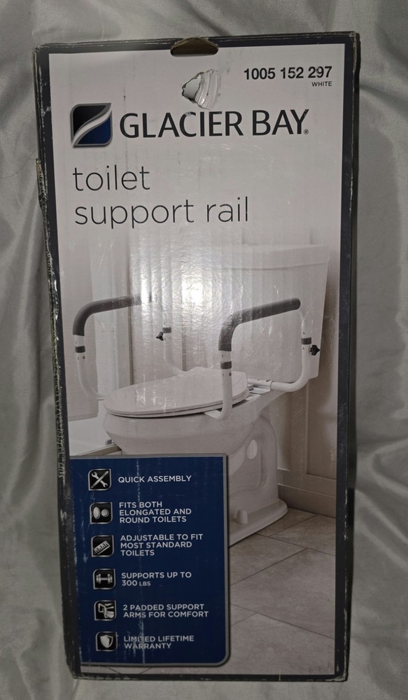 NEW Glacier Bay Toilet Support Rail Adjustable Grab Bar