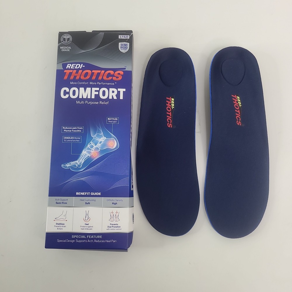 Redi-Thotics Comfort Orthotic Insoles Semi Rigid D Mens 9-9.5 Womens 10-10.5