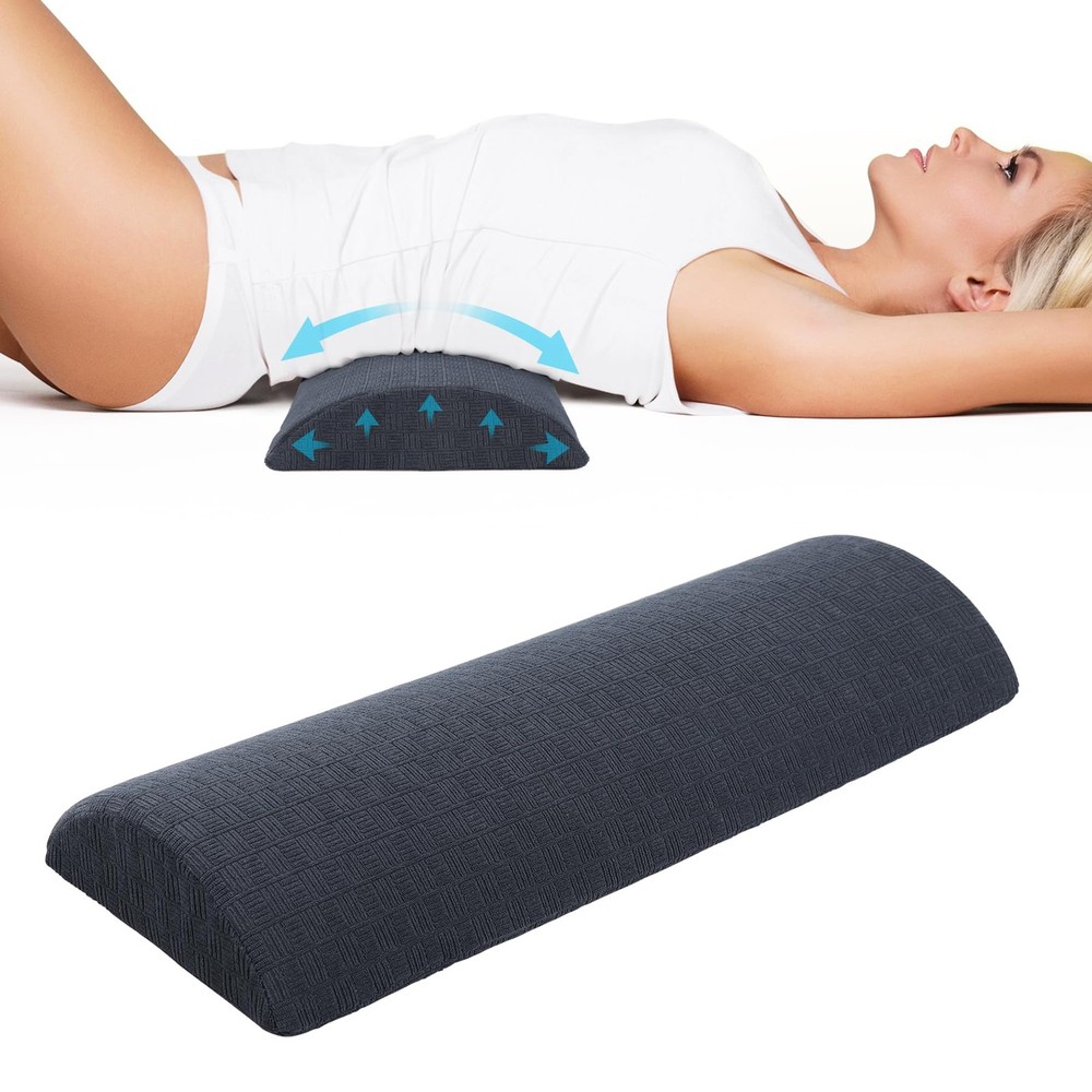 Lumbar Pillow Soft Memory Foam Back Support 3.15″H*23.6″L Large Dark Grey