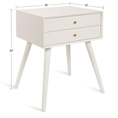 Kate And Laurel Finco Midcentury Modern Style Side Table 2 Drawers White Finish