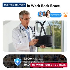 Work Back Brace for Men & Women, Adjustable Lower Back Support Belt for Sciatica