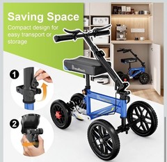 BlessReach All Terrain Foldable Knee Scooter Walker Compact Crutches Alternative