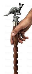 NewAntique Brass Aluminium Kangaroo Hand Handle Walking Wooden Stick Cane Style