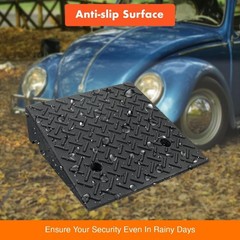 Weather-Resistant Rubber Curb Ramps – 2 PCS, 19.6″ x 19.6″ x 6″ for Safe Access