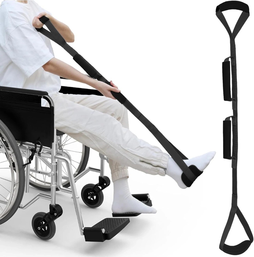 36 Inch Long Leg Lifter, Rigid Leg Lifter Strap with EVA Handgrips &Foot Loop,
