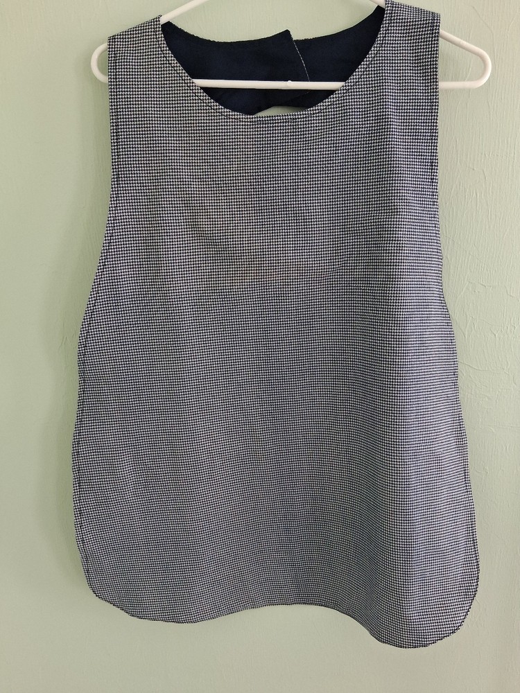 Blue&White/dark blue Adult Bib, Handmade , 35 1/2” by 21 ½”, reversible